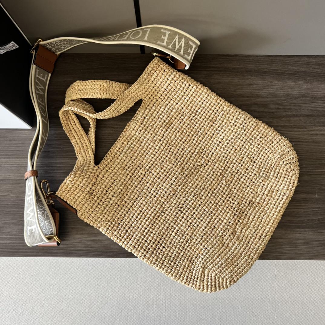 Loewe Mini Slit Bag In raffia And Calfskin - 