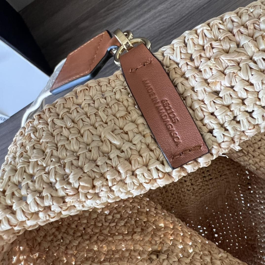 Loewe Mini Slit Bag In raffia And Calfskin - 