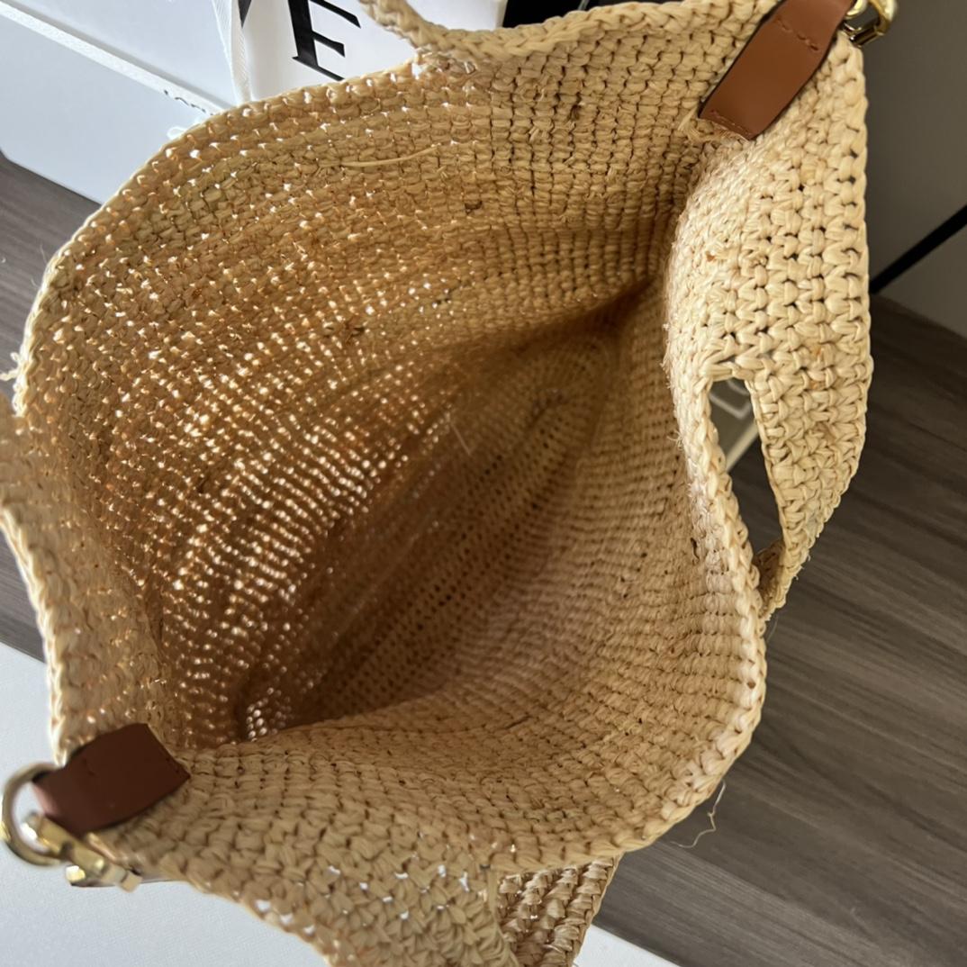 Loewe Mini Slit Bag In raffia And Calfskin - 