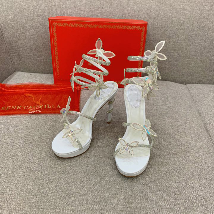 Rene Caovilla Margot Crystal White Platform Sandal 120 - PerfectKickZ