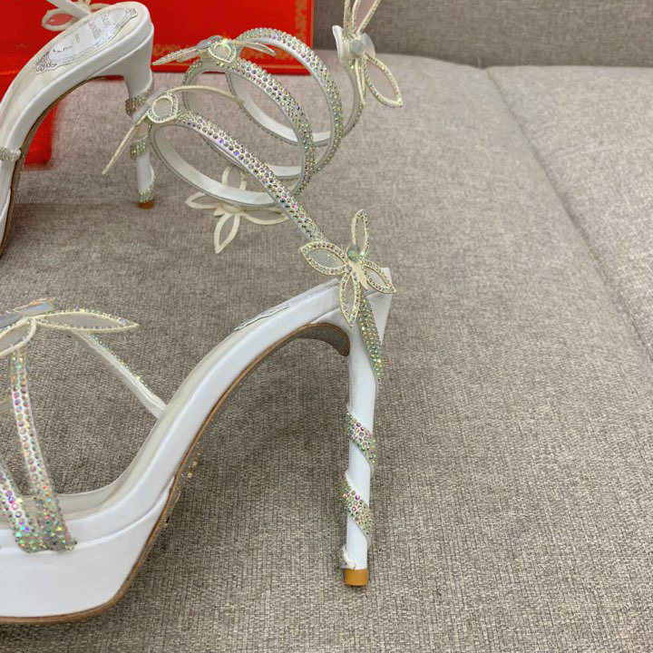 Rene Caovilla Margot Crystal White Platform Sandal 120 - PerfectKickZ