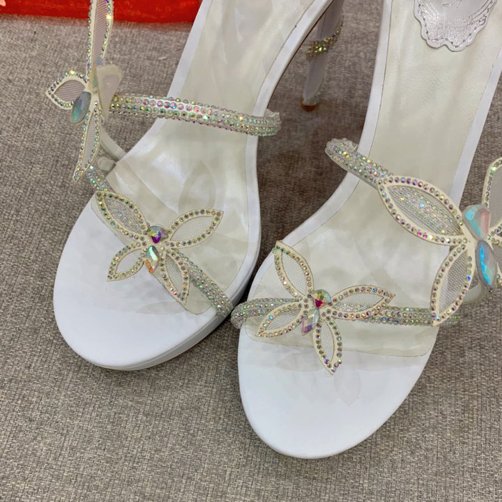 Rene Caovilla Margot Crystal White Platform Sandal 120 - PerfectKickZ