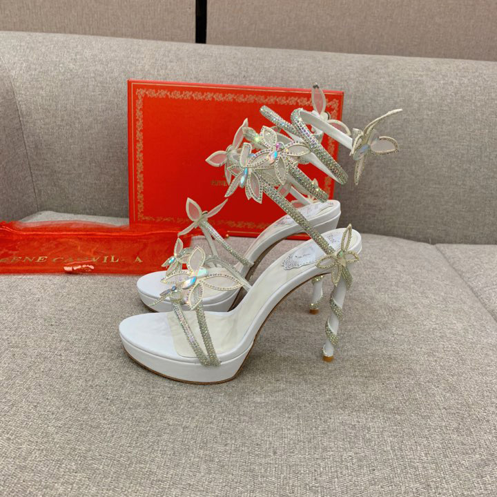 Rene Caovilla Margot Crystal White Platform Sandal 120 - PerfectKickZ