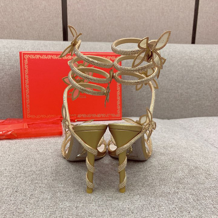 Rene Caovilla Margot Crystal Gold Butterfly Sandal   95 - PerfectKickZ