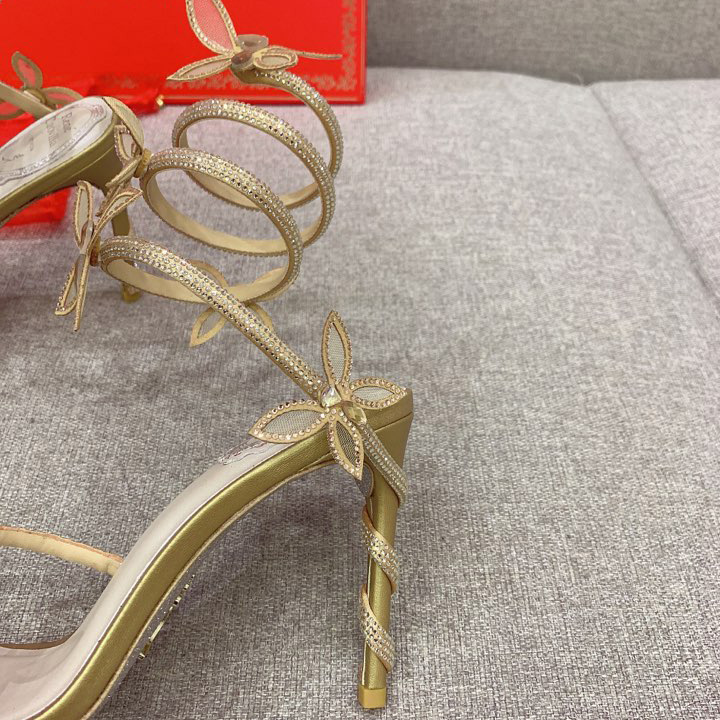 Rene Caovilla Margot Crystal Gold Butterfly Sandal   95 - PerfectKickZ