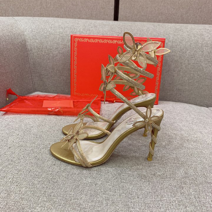 Rene Caovilla Margot Crystal Gold Butterfly Sandal   95 - PerfectKickZ