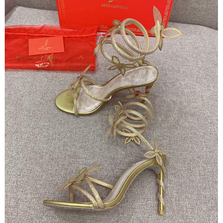 Rene Caovilla Margot Crystal Gold Butterfly Sandal   95 - PerfectKickZ