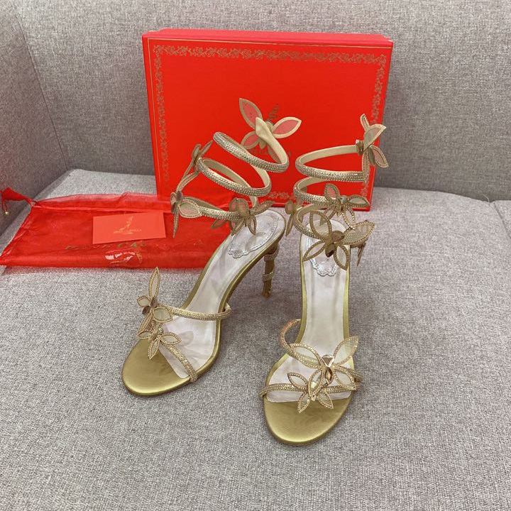 Rene Caovilla Margot Crystal Gold Butterfly Sandal   95 - PerfectKickZ