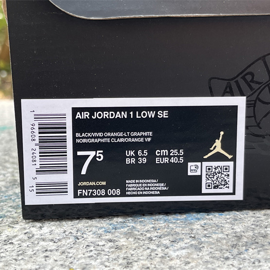 Air Jordan 1 Low “Light Graphite/Vivid Orange” Sneaker      FN7308-008  - 