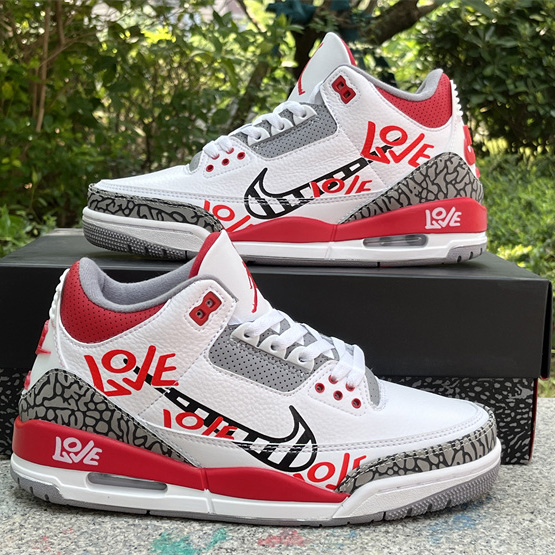 Air Jordan 3 OG “Fire Red”DIY Love Basketball Shoes   DN3707-160  - PerfectKickZ
