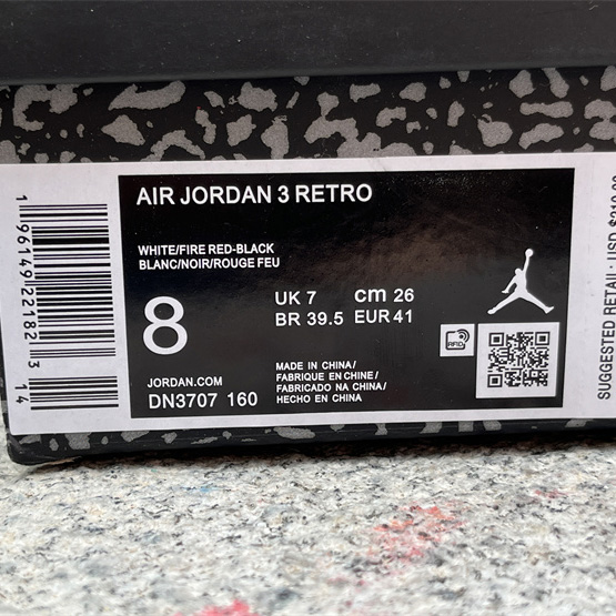 Air Jordan 3 OG “Fire Red”DIY Love Basketball Shoes   DN3707-160  - PerfectKickZ