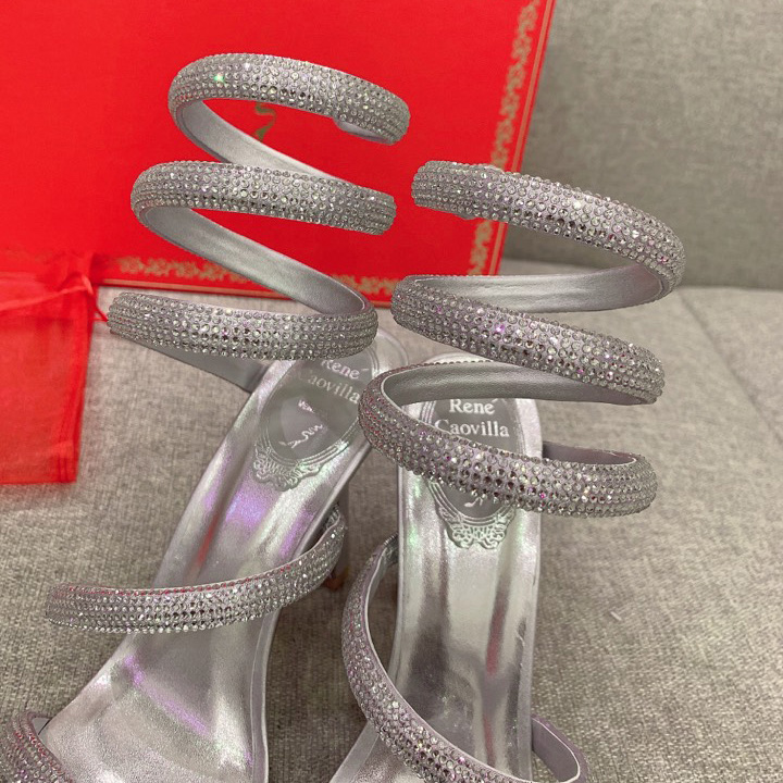 Rene Caovilla Cleo Silver Sandal 105 Crystal - PerfectKickZ