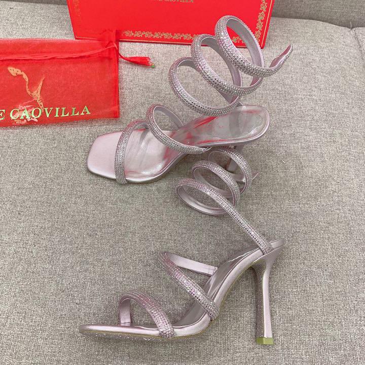 Rene Caovilla Cleo Silver Sandal 105 Crystal - PerfectKickZ