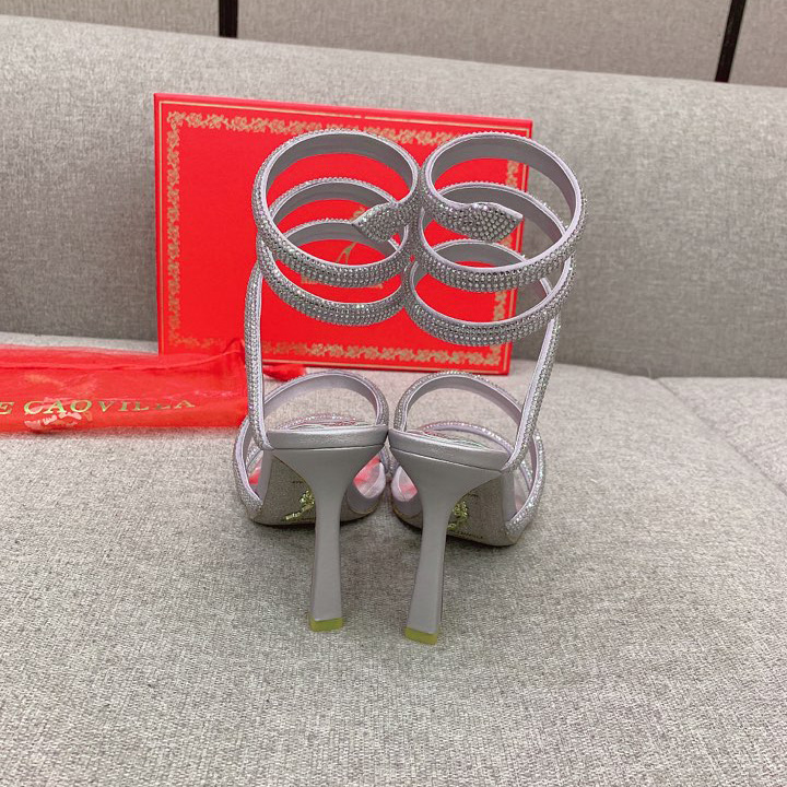 Rene Caovilla Cleo Silver Sandal 105 Crystal - PerfectKickZ