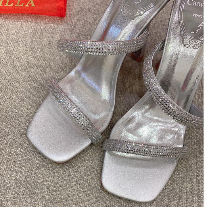 Rene Caovilla Cleo Silver Sandal 105 Crystal - PerfectKickZ