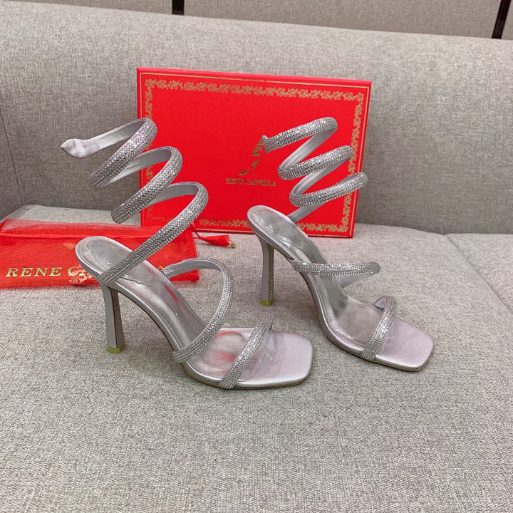 Rene Caovilla Cleo Silver Sandal 105 Crystal - PerfectKickZ