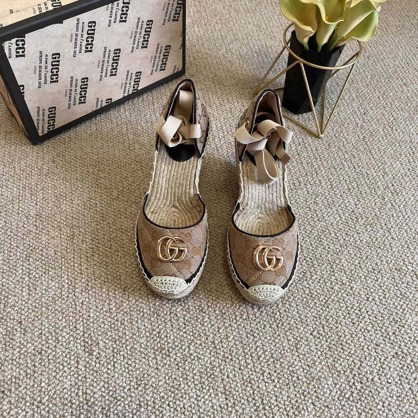 Gucci Women's GG Matelassé Platform Espadrille - PerfectKickZ