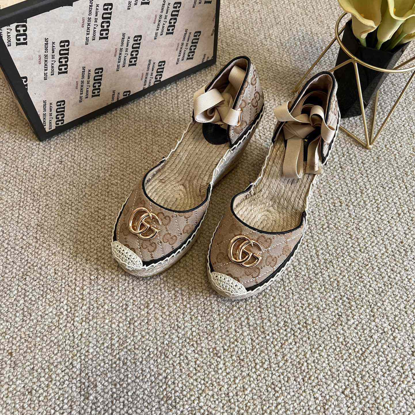 Gucci Women's GG Matelassé Platform Espadrille - PerfectKickZ