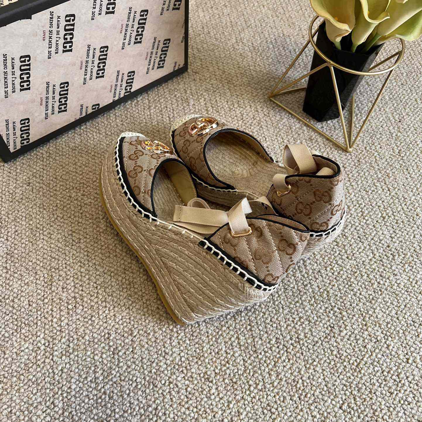 Gucci Women's GG Matelassé Platform Espadrille - PerfectKickZ