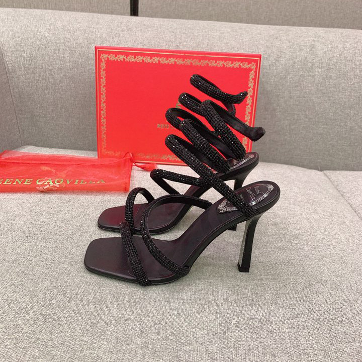 Rene Caovilla Cleo Black Sandal 105 Crystal - PerfectKickZ