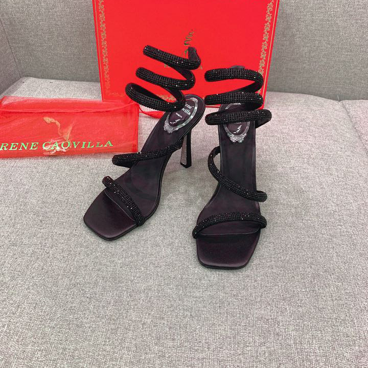Rene Caovilla Cleo Black Sandal 105 Crystal - PerfectKickZ