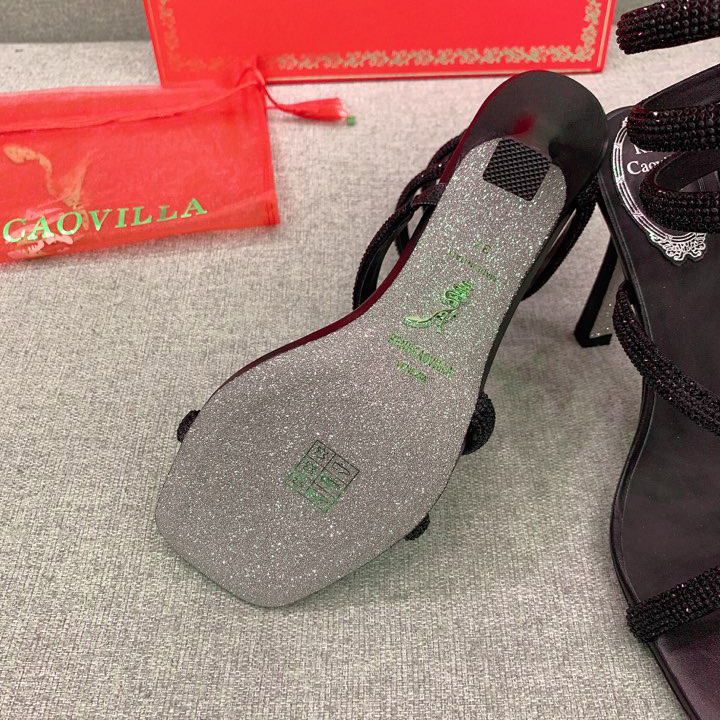 Rene Caovilla Cleo Black Sandal 105 Crystal - PerfectKickZ