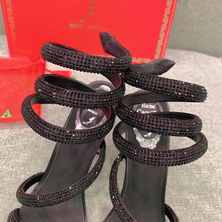 Rene Caovilla Cleo Black Sandal 105 Crystal - PerfectKickZ