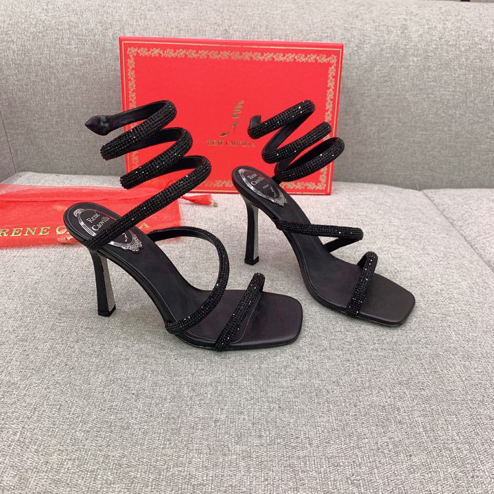 Rene Caovilla Cleo Black Sandal 105 Crystal - PerfectKickZ