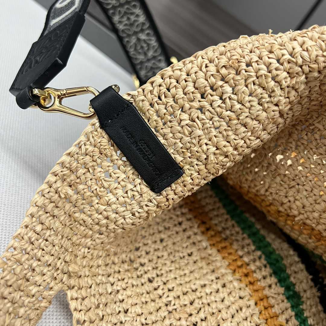 Loewe Mini Slit Bag In Striped Raffia And Calfskin - PerfectKickZ