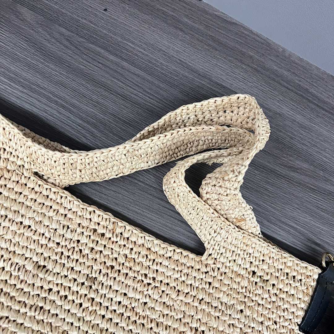 Loewe Mini Slit Bag In Striped Raffia And Calfskin - PerfectKickZ