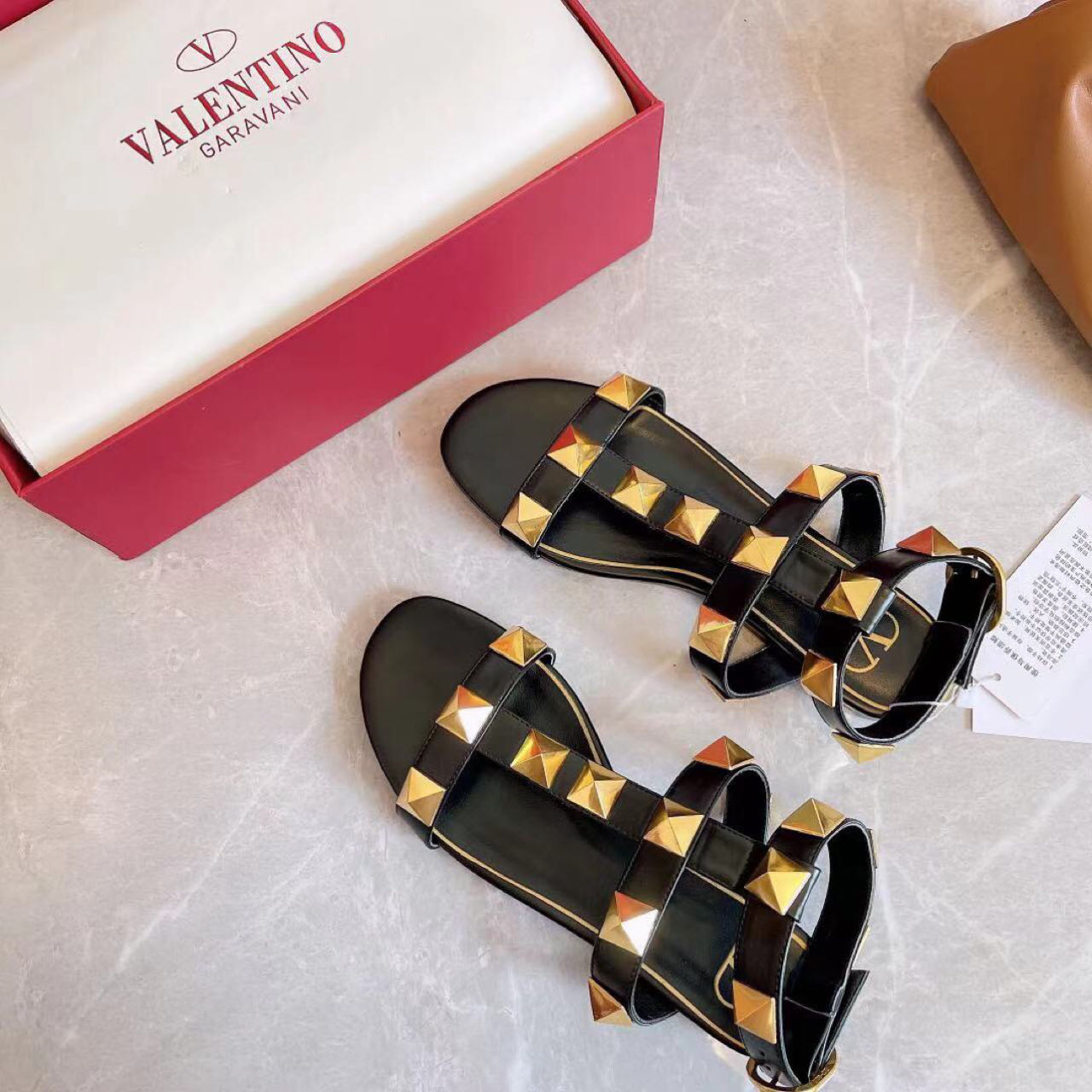 Valenti Roman Stud Calfskin Sandal  - 