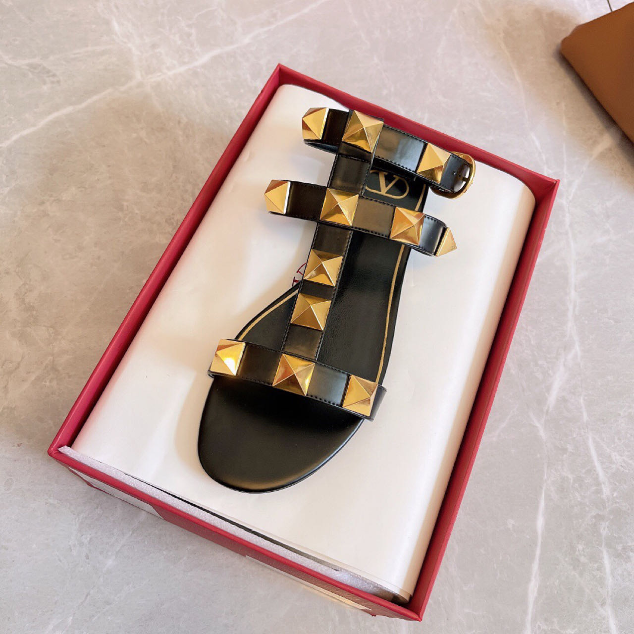 Valenti Roman Stud Calfskin Sandal  - 