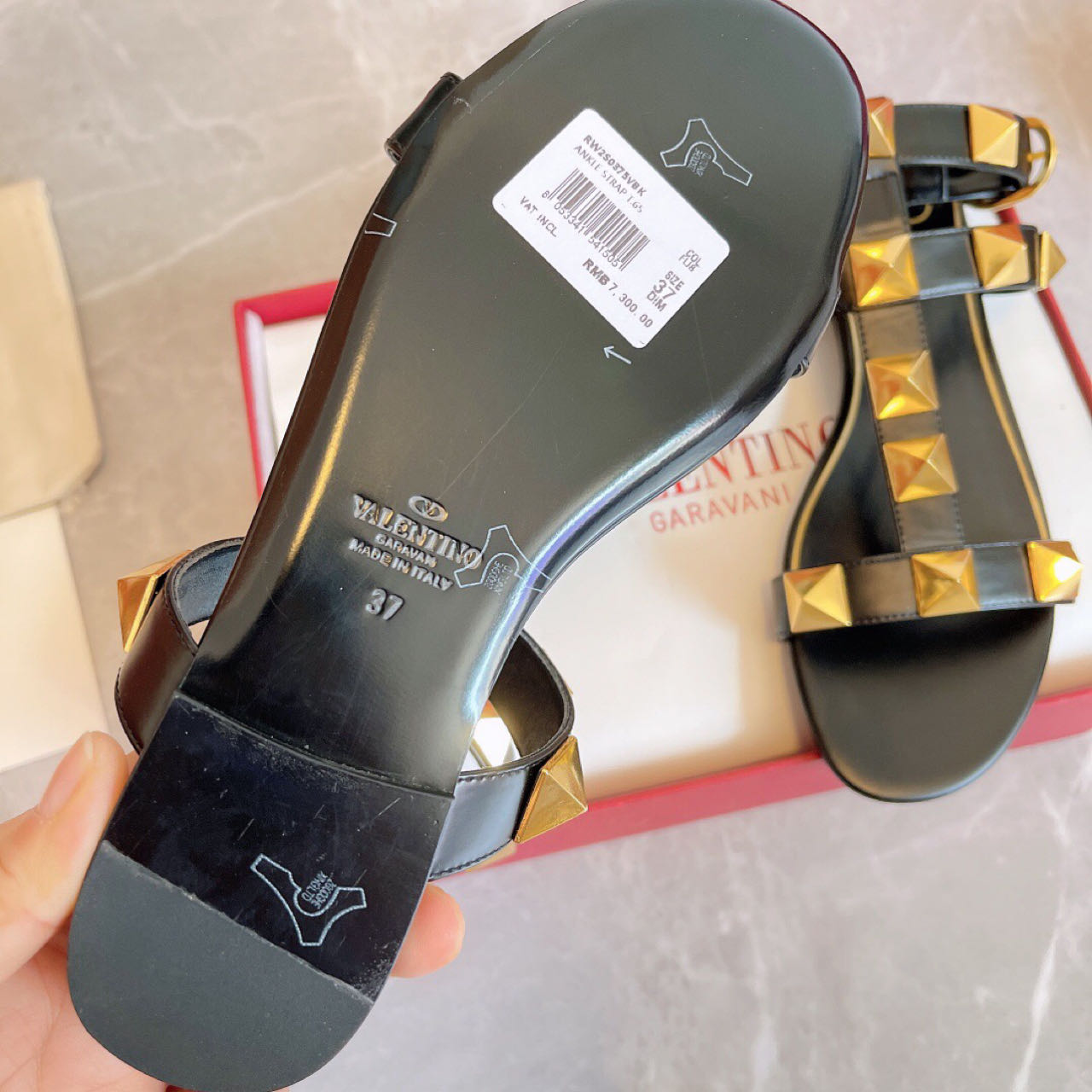 Valenti Roman Stud Calfskin Sandal  - 