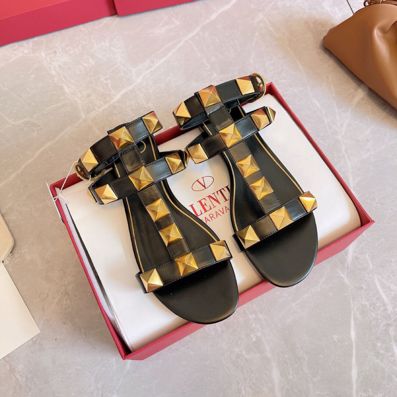Valenti Roman Stud Calfskin Sandal  - 