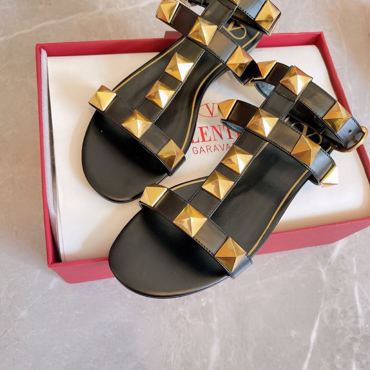 Valenti Roman Stud Calfskin Sandal  - 