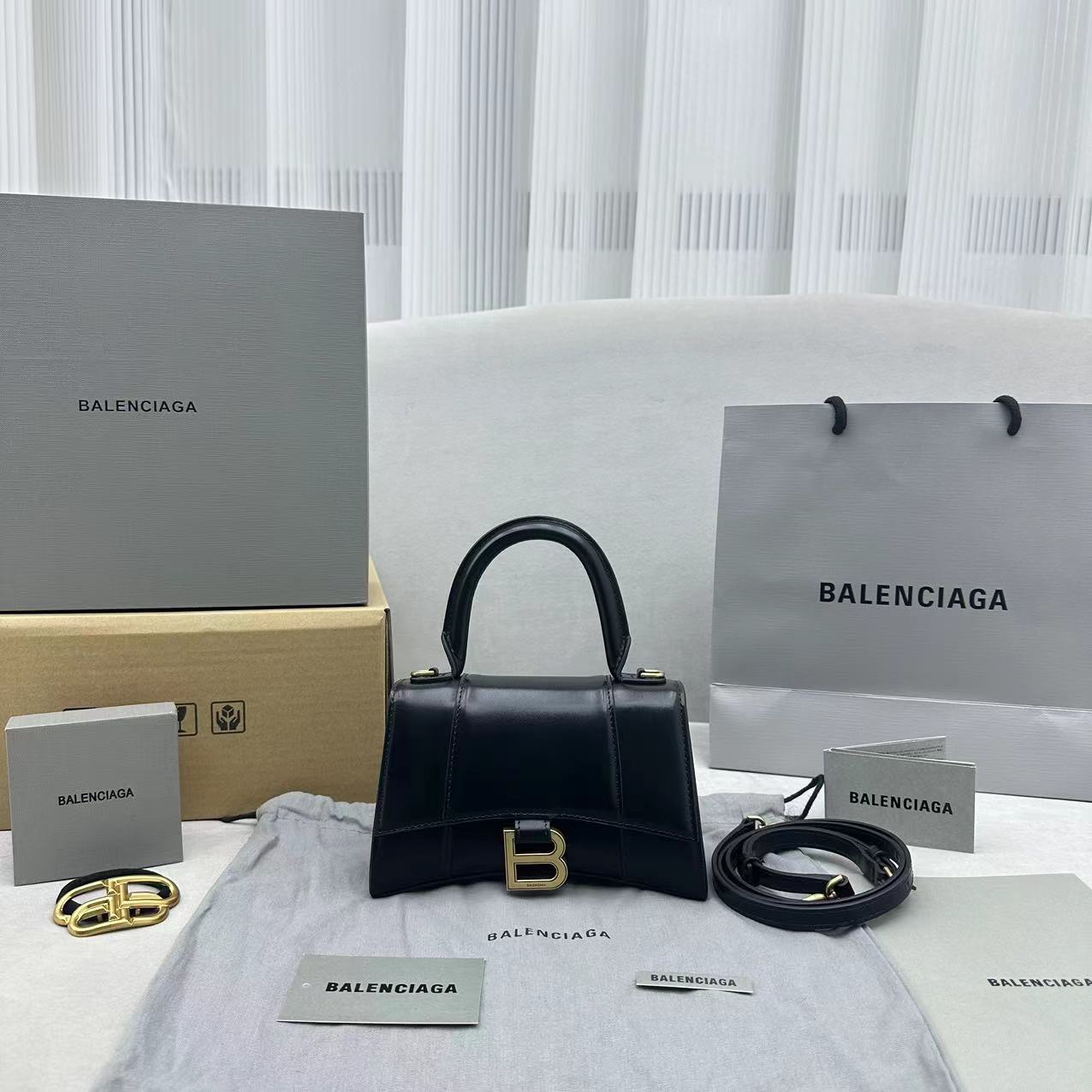 Balenciaga Hourglass Small Handbag In Black (19x8x21cm) - PerfectKickZ