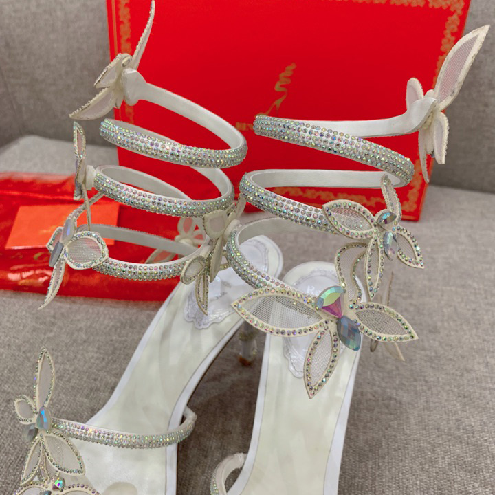 Rene Caovilla Margot Crystal White Sandal   95 - PerfectKickZ