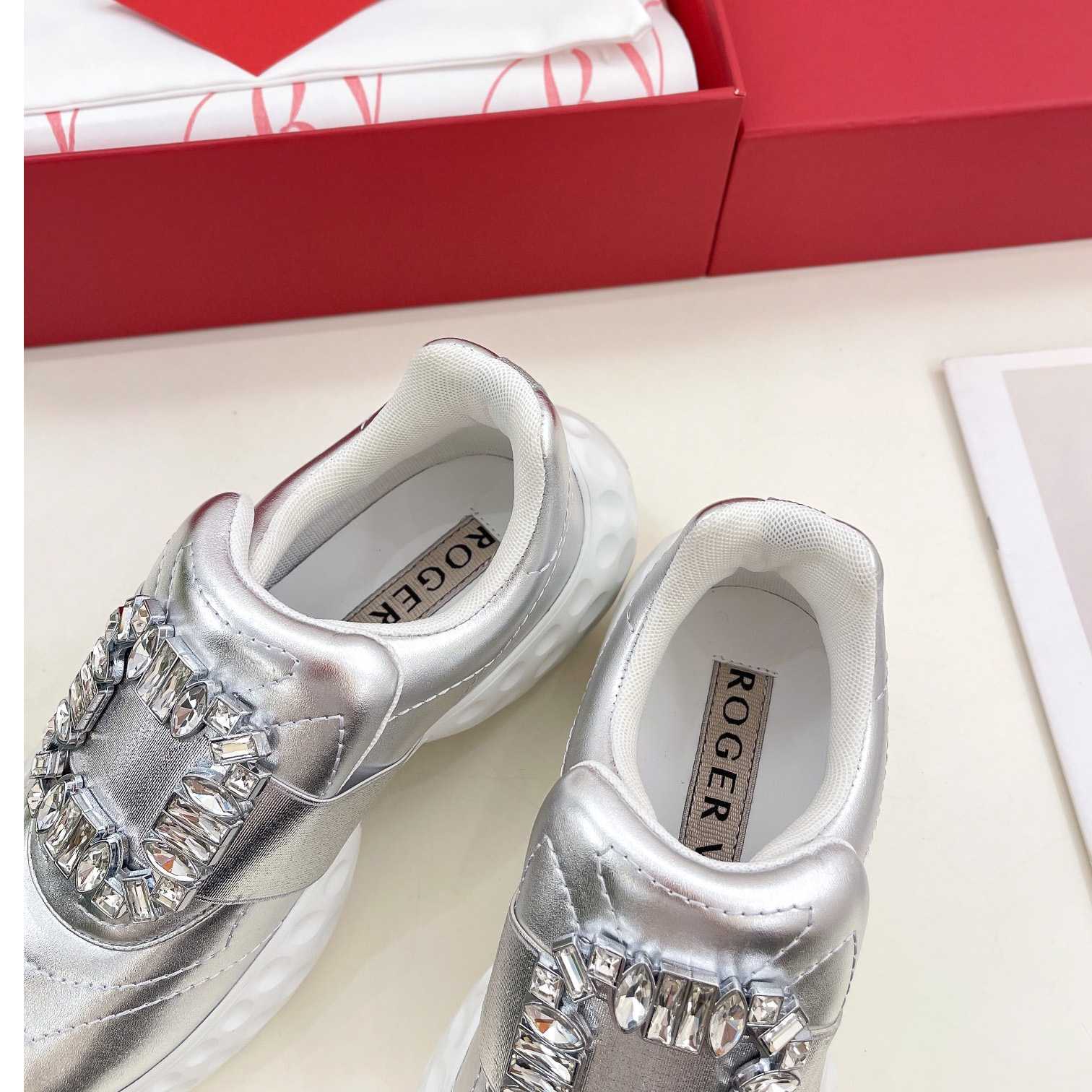 Roger Vivier Viv' Run Light Strass Buckle Sneakers In Fabrics - PerfectKickZ