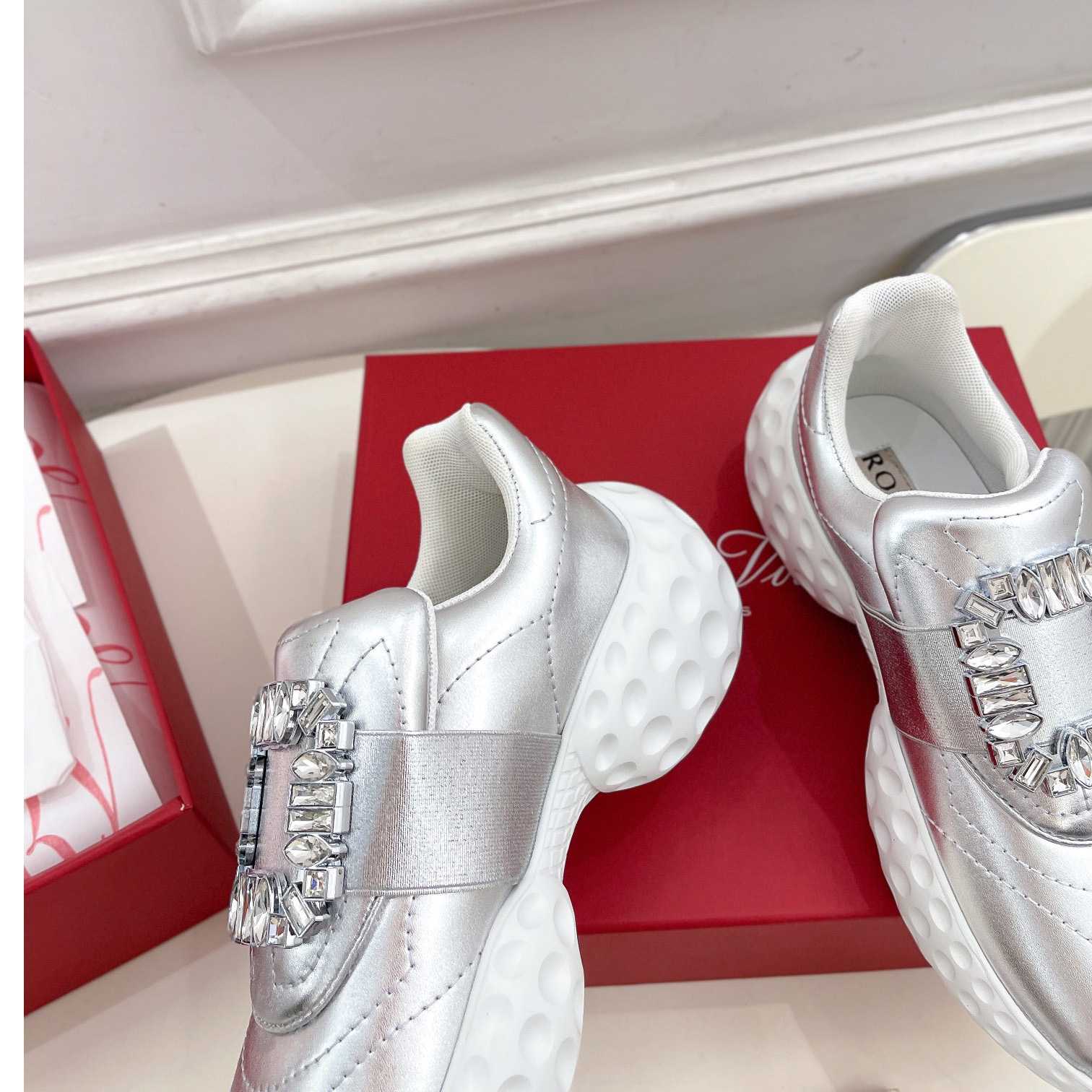 Roger Vivier Viv' Run Light Strass Buckle Sneakers In Fabrics - PerfectKickZ