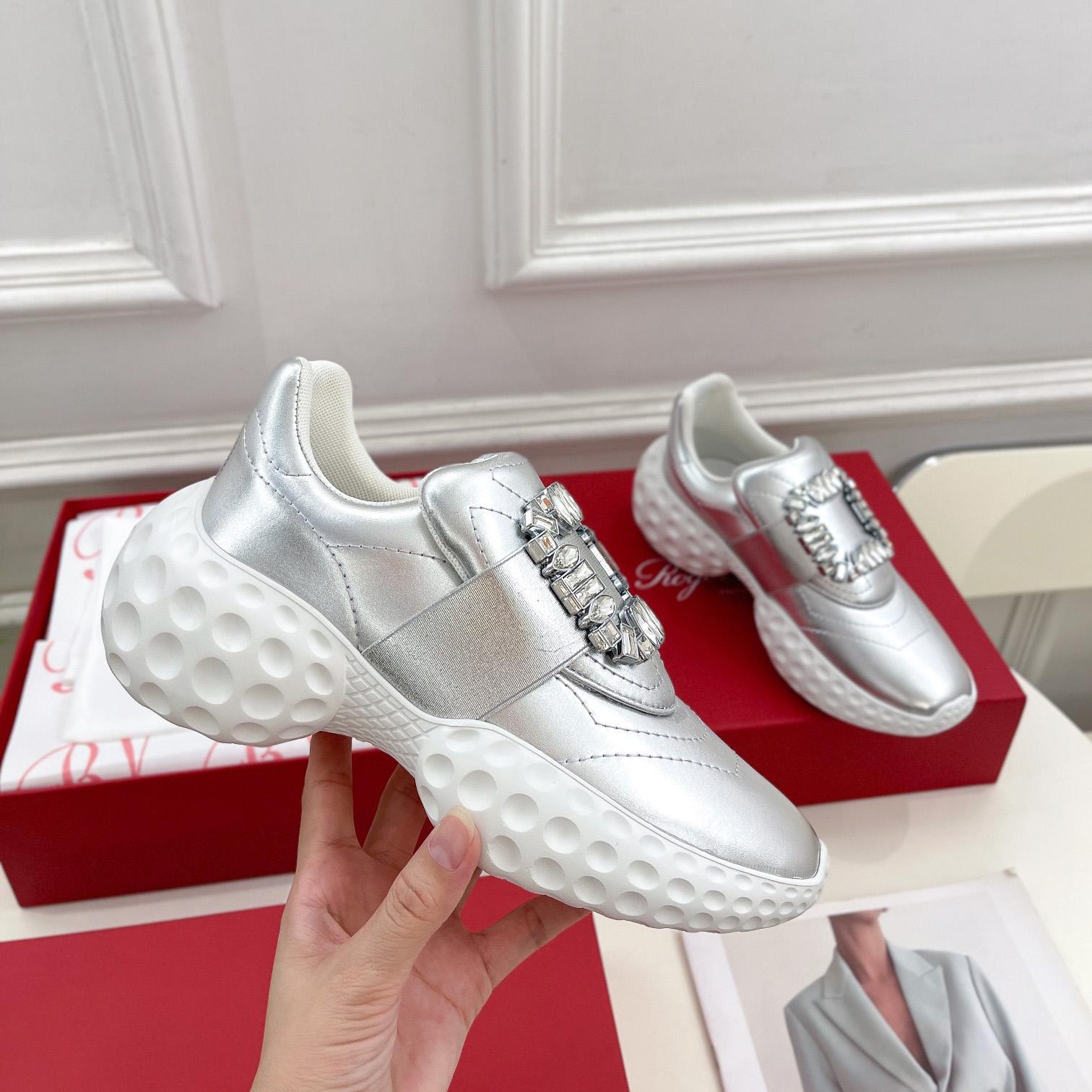Roger Vivier Viv' Run Light Strass Buckle Sneakers In Fabrics - PerfectKickZ