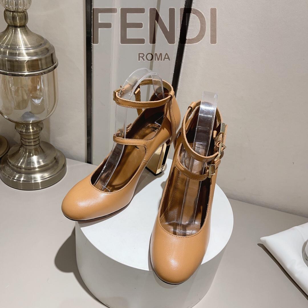 Fendi Delfina Dove Grey Leather High-heeled Court Shoes - PerfectKickZ