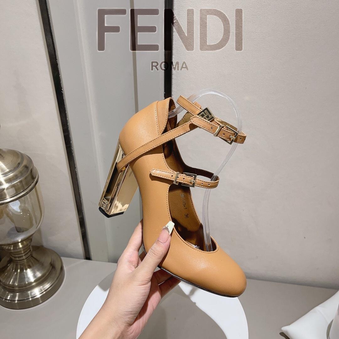Fendi Delfina Dove Grey Leather High-heeled Court Shoes - PerfectKickZ