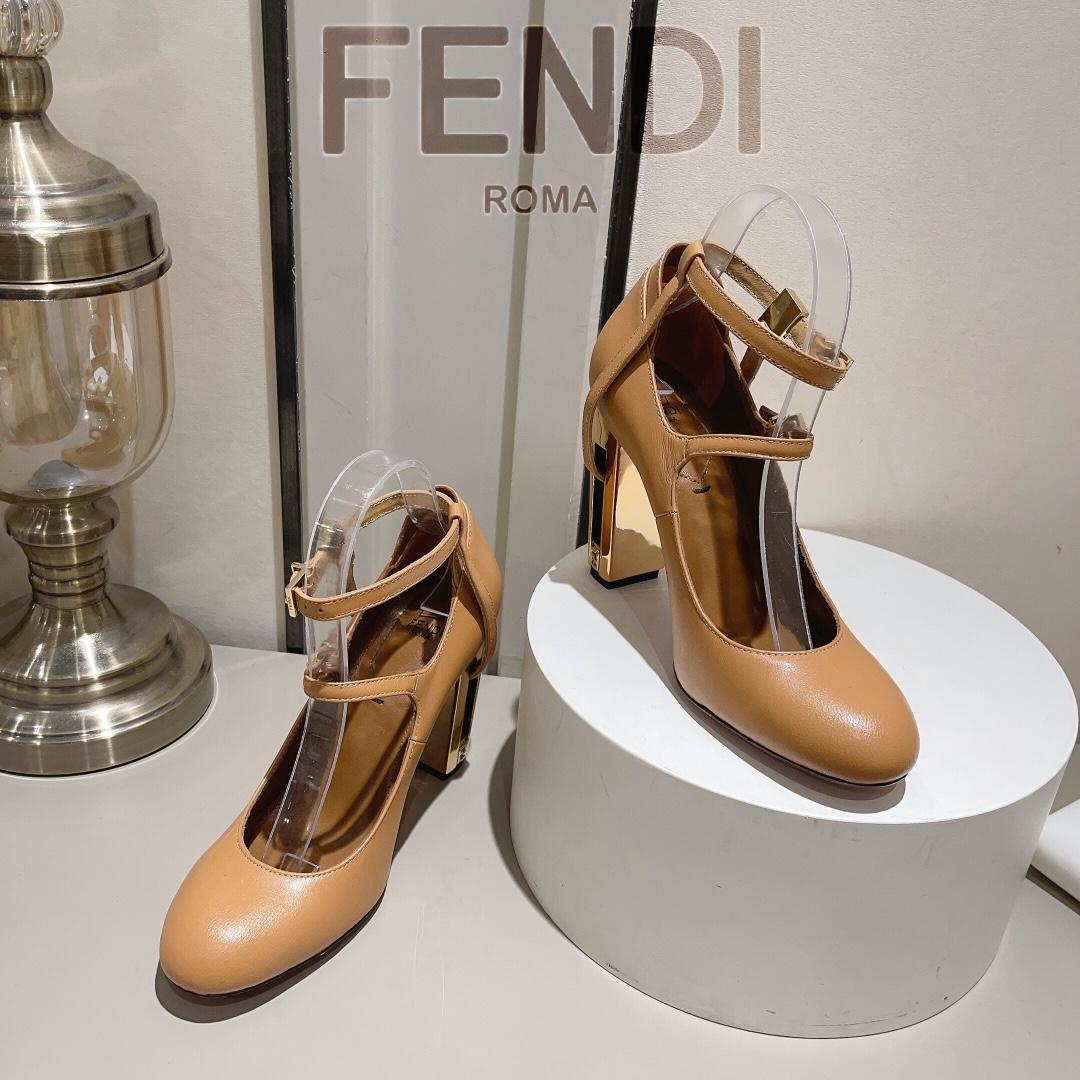 Fendi Delfina Dove Grey Leather High-heeled Court Shoes - PerfectKickZ
