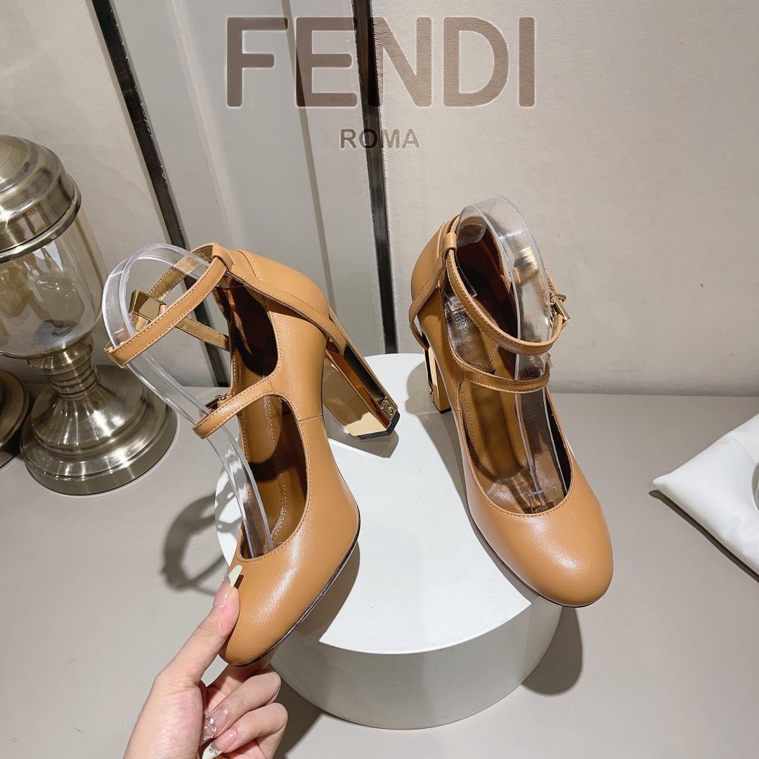 Fendi Delfina Dove Grey Leather High-heeled Court Shoes - PerfectKickZ
