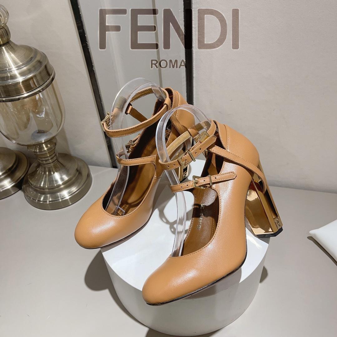 Fendi Delfina Dove Grey Leather High-heeled Court Shoes - PerfectKickZ