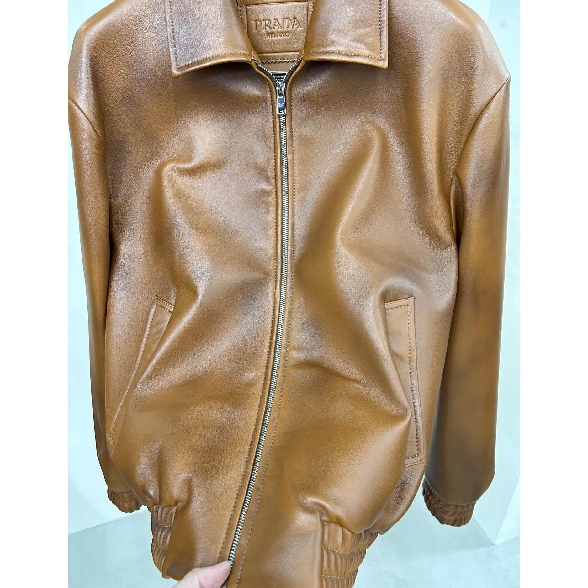 Prada Oversized Nappa Leather Bomber Jacket - PerfectKickZ