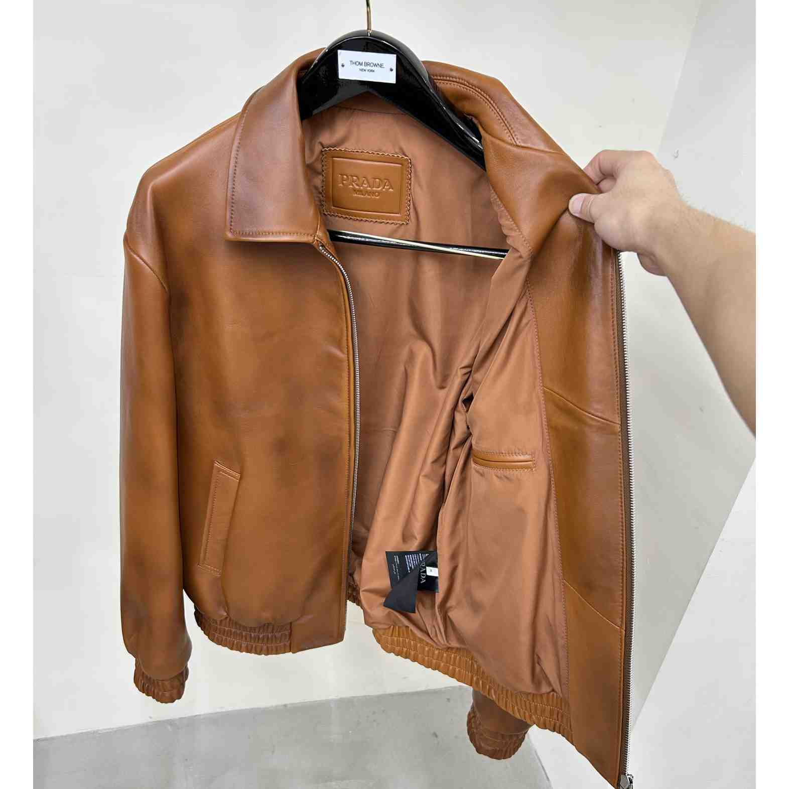 Prada Oversized Nappa Leather Bomber Jacket - PerfectKickZ