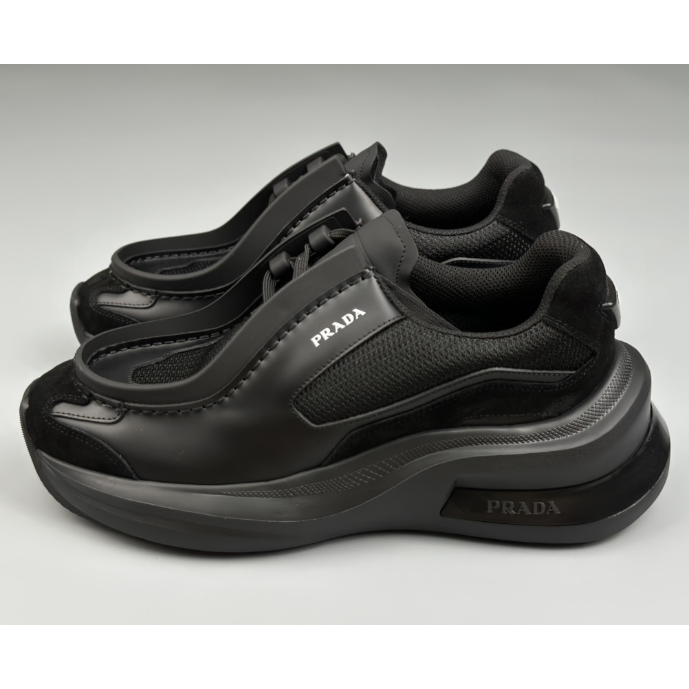 Prada Systeme Brushed Leather Sneakers With Bike Fabric And Suede Elements - PerfectKickZ