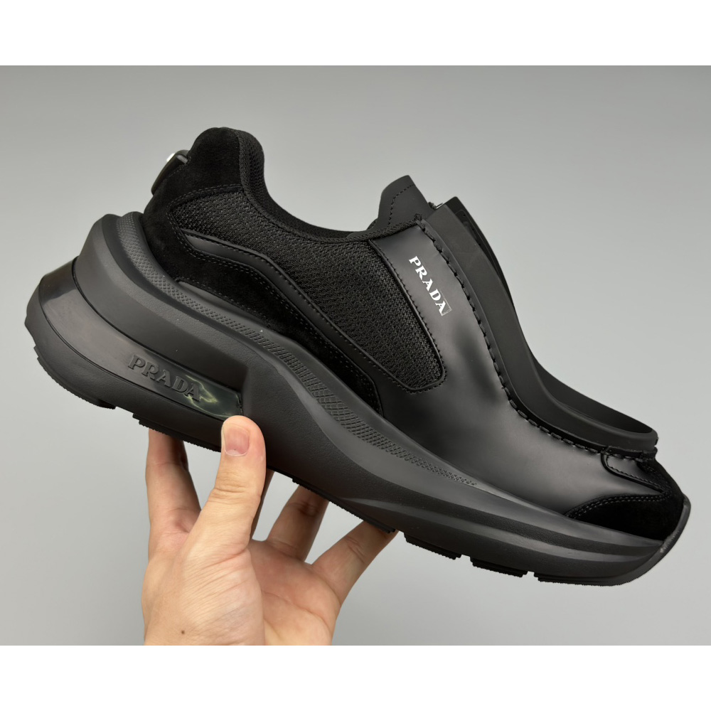 Prada Systeme Brushed Leather Sneakers With Bike Fabric And Suede Elements - PerfectKickZ