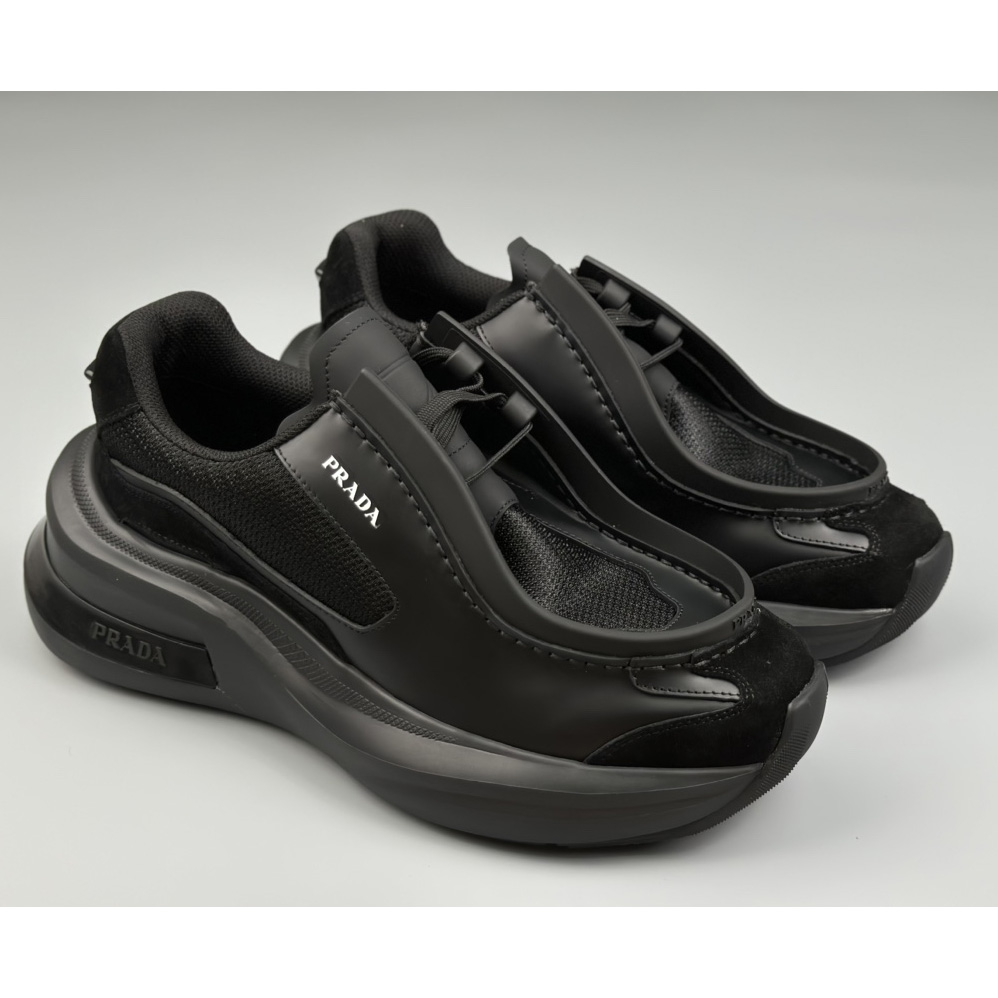 Prada Systeme Brushed Leather Sneakers With Bike Fabric And Suede Elements - PerfectKickZ